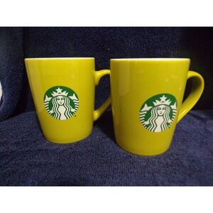 Starbucks 2021 Lime Green Coffee Mug 10 Oz Ceramic Coffee Cup Mug Used Set of 2